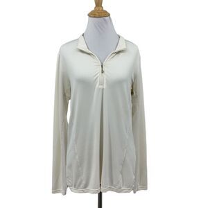 SanSoleil Shirt Womens M Medium Butter SunGlow Quarter Zip Mock Neck Long Sleeve